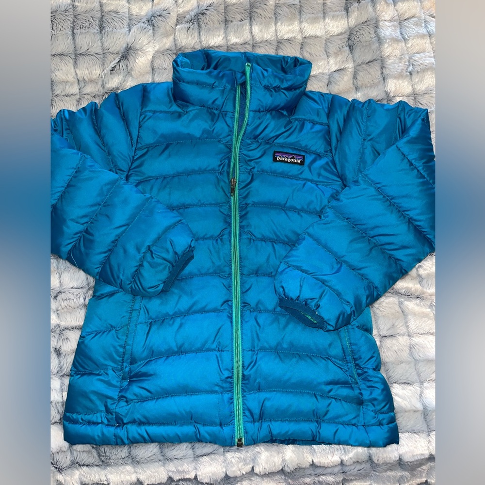 Patagonia Girls Teal Blue Puffer Jacket